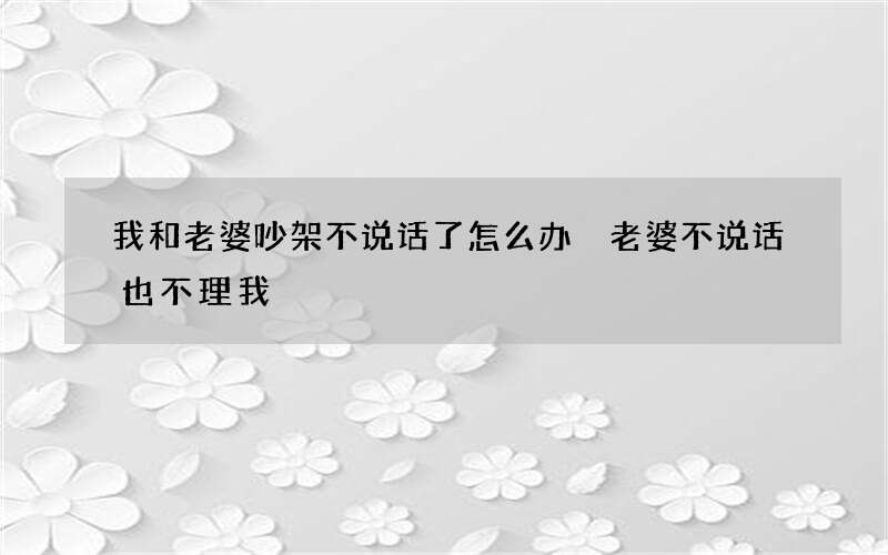 我和老婆吵架不说话了怎么办 老婆不说话也不理我